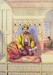 En tyrkisk skriver, graveret af Charles Parsons, 1862